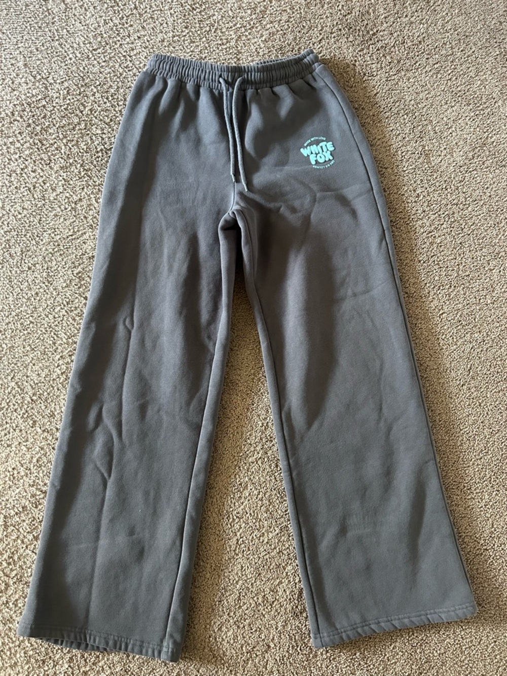 White Fox Wide leg Sweatpants with Drawstring Waist